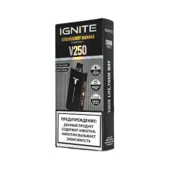 Электронная сигарета Ignite V250 Black 25000 затяжек - Strawberry Banana (Клубника банан)